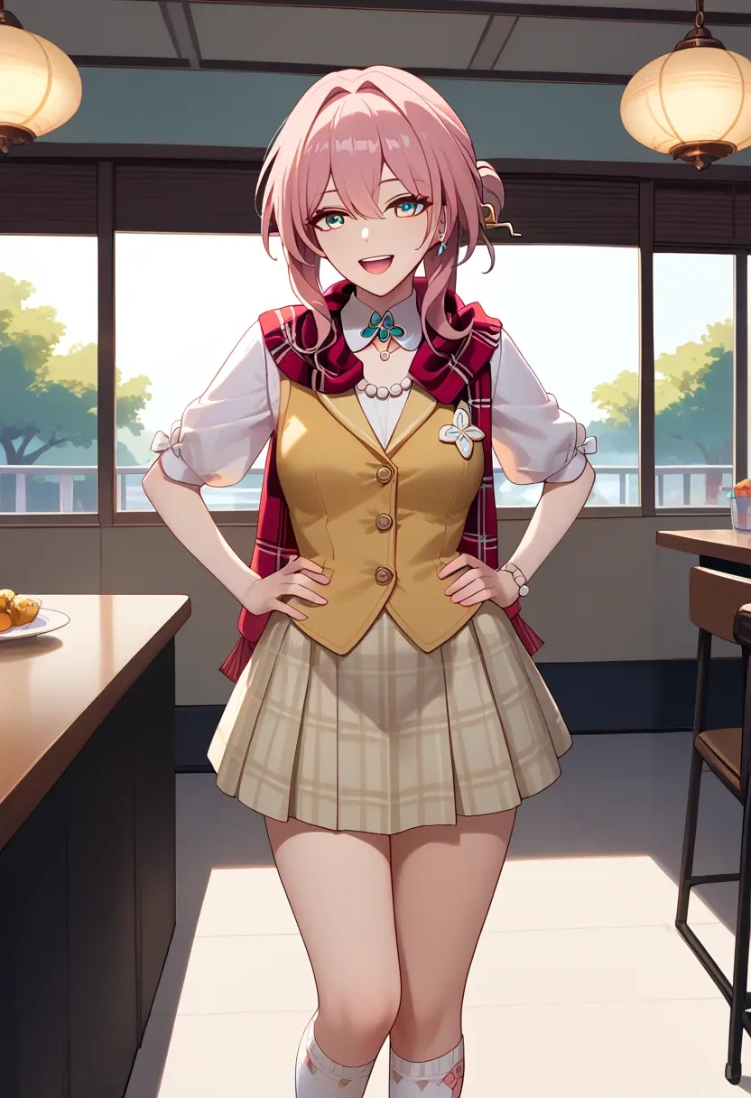 star rail,ruan mei,spring,student uniform,vest  - 